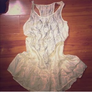 Heritage 1981 silk ruffle feather racer tank dress